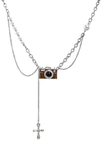Yawdil Collana con Ciondolo per Fotocamera, Donna, di nicchia, Stile Hip-Hop, Semplice e Personalizzata, Catena di Maglioni Versatili, Regali