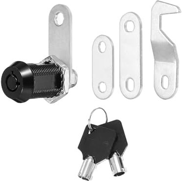 PATIKIL 1/8 Inch Black Cabinet Locks with Black Keys, 1 Pack Zinc Alloy Cam Lock Cylinder RV Lock Set Keyed Alike for Cabinet RV Drawer Storage Door Tool Box