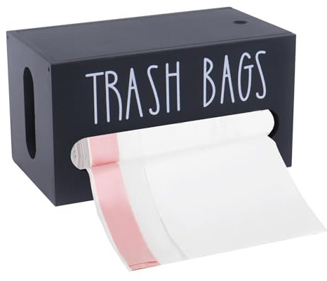 Gzsekken Trash Bin Bags Dispenser,Wooden Bin Bag Holder with Lid,Trash Bag Roll Holder for Plastic Bags Countertop,Carrier Bag Dispenser Home Decor Under Kitchen Sink Organization