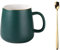 Generic Tasse, Tasse En Céramique Avec Couvercle Et Cuillère Maison Tasse À Eau Tasse À Thé Bureau Tasse À Café 12.9Oz/Vert D/12,9 Onces