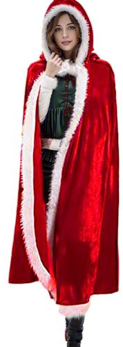 Klassischer Umhang, roter Weihnachtsumhang, Samt, Kapuzenumhang, Robe, Umhang, Cosplay, Kostüm, Fasching, Party, Robe, 6-rot, 120