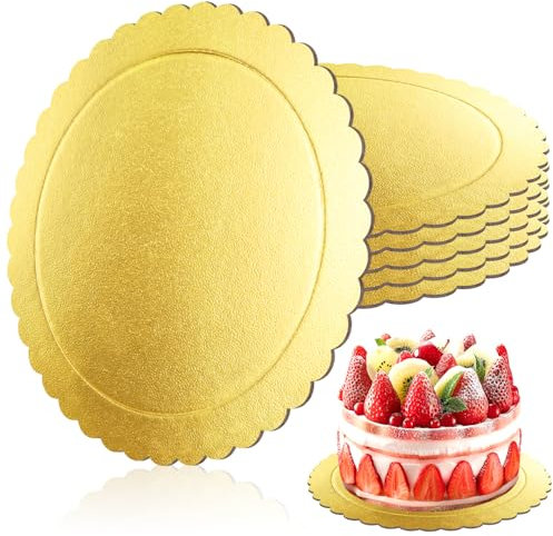 WDZGX Sottotorta Tondo Cake Board Vassoio Torta Rotondo 30cm sotto torta rotondo 6Pcs Base Torta Cartone per Decorazione di Torte di Matrimoni e Feste di Compleanno (12 inch Gold)