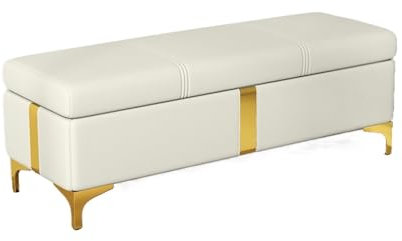 ZKALQECNF Bettbank Schlafzimmer-Aufbewahrungsbank, Ende des Bettes, Leder, Sofabank, Fenster, Sitzgelegenheit, Kamin, Spielzeugaufbewahrung... Sitzbank Schlafzimmer(Weiß,80 * 40 * 45cm)