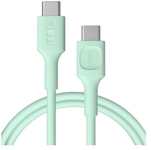 Green Cell PowerFlex USB-C Kabel 100W 120cm – Flexibles USB C Ladekabel – 1,2m Silikon-Datenkabel mit 480 Mbps für iPhone 16, MacBook, iPad, Anker Zubehör – USB C auf USB C (Minze, 120)
