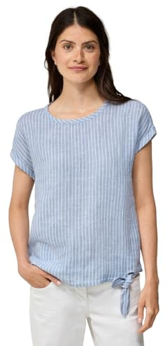 Cecil B345831 Camicia in Lino, Chambray Forever Blue, L Donna