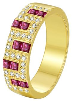 Beydodo Frauen Ring Gold Echt 375, Verlobungsringe Damen Breit mit Rubin und Moissanit Bandring Trauringe Hochzeit Ring Nickelfrei Gr.59 (18.8)