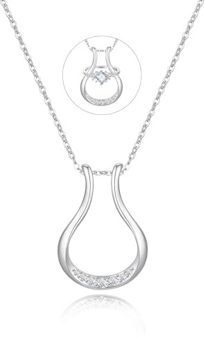 TempBeau Ringhalter Halskette Damen Silber Frauen - Ringhalter Kette aus Kupfer mit Herz & U-Form Anhänger, Verstellbar 45+5cm Halskette Damen Hypoallergen für Geburtstag Muttertag Jahrestag Geschenk