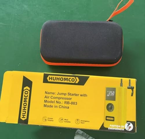 Huhomco 7-in-1 3000A Car Jump Starter Power Pack with 150PSI Air Compressor Tire Inflator 12V for 9L Gas/7L Diesel, Portable Jump Box with LED Light and Jumper Cables