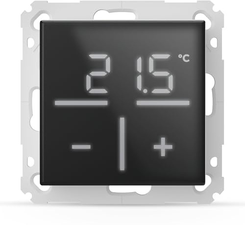 Homematic IP Glas-Wandthermostat, schwarz, Smart Home, misst Temperatur + Luftfeuchtugkeit, digitales Thermostat Heizkörper/Fußbodenheizung mit App, Alexa, Google Assistant, Energie sparen, 161570A0