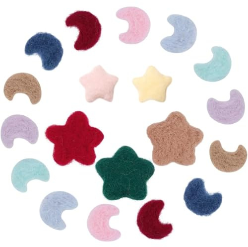 NBEADS 19 Pcs Handmade Wool Felt Ornament Star Moon, Rainbow Felted Stars Wool Sewing Felt Balls for Christmas Tree Sewing DIY Crafts Gathering Decoration Accessories Gift Toppers