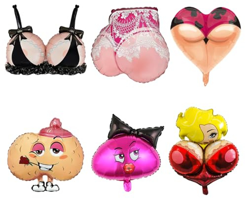 UIEXAY Pack of 6 Luftballon Set Junggesellinnenabschied,Penis-Ballon Deko JGA,Heiraten Dekoration,Penisballon,Ballons,Latexballon Party Partyballon, Helium Balloon
