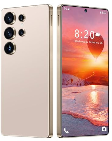 COTSRGT Telefono Cellulare S25 Ultra Economico, Fotocamera Dual SIM Da 7,3'', 72MP 108MP, Android 14.0, 16GB RAM, 1TB ROM, Supporto WIFI/Bluetooth/Face ID, Penna Integrata,Desert Gold-7.3 Inch