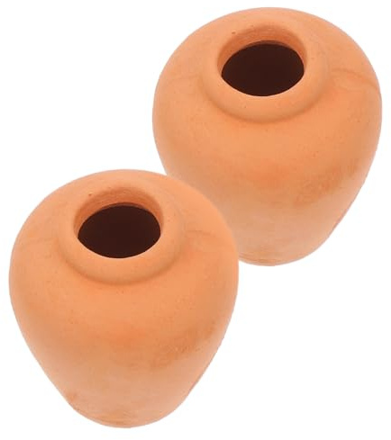 DIYEAH 2PCS Mini Terracotta Clay Flower Pots for Dollhouse Succulent Crafts Vintage Style Breathable Planters for Fairy Garden Landscape Decoration