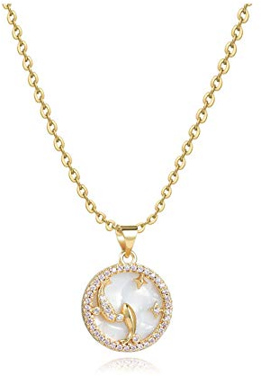 Gold Zodiac Constellation Star Sign Astrology Sparkling Opalite Pendant Necklaces Christmas Birthday Jewellery Gift for Women Daughter Granddaughter Family