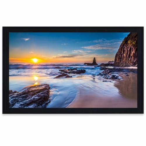 16:9 4K HD Beamer Leinwand mit Festem Rahmen, 72 84 92 100 Zoll, Graue Fiberglas-Projektionsleinwand, Wandmontage für Heimkino und Büro(84inch)