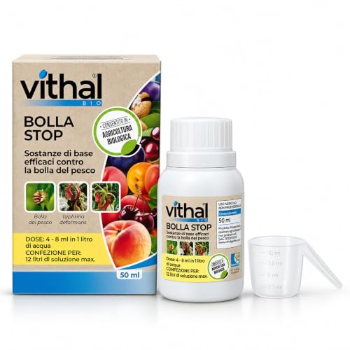 Vithal Bio Bolla Stop 50 ml – fungicida biologico contro la bolla del pesco (Taphrina deformans) – sostanze di base equiseto + chitosano – consentito in agricoltura biologica