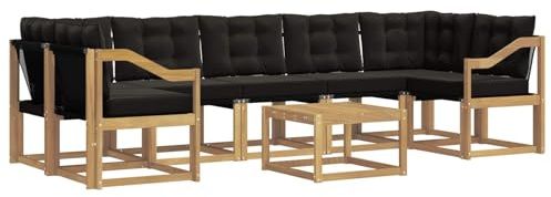 vidaXL Outdoor-Sofagarnitur mit Kissen 8 pcs Weiß und Schwarz, Akazienholz Garten Sofa Set, modernes Möbel, langlebige Terrasse Sitzgelegenheiten, Entspannung für deinen Hinterhof