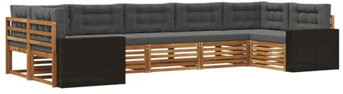 vidaXL Outdoor-Sofagarnitur mit Kissen 7 pcs Natur und Anthrazit, Gartensofa, Moderne Außenmöbel, Bequeme Sitze, Lounge am Pool, funktionale Design für die Terrasse