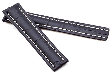 Bob Herren Faltschließband Alligator Style kompatibel Breitling 24 mm schwarz