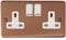 Rose Gold Double Socket (White Switch) - CRG10W