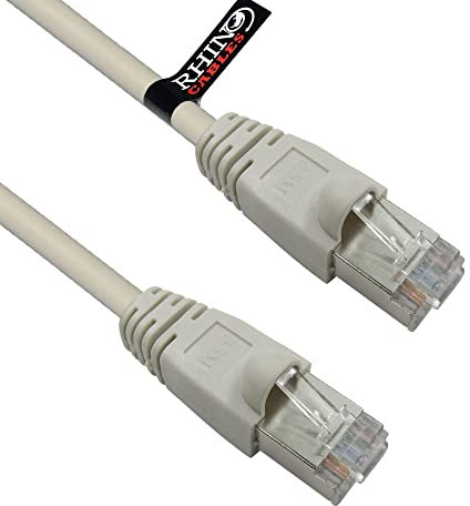 rhinocables CAT6 Ethernet Cable – High Speed Shielded PoE Patch Lead for LAN, Internet, Router & Modem | Full Copper RJ45 Network Wire | Long Armoured Cable for Home & Office (Grey, 15m)
