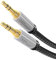 KabelDirekt – Cable auxiliar y cable jack de 3,5mm – 0,5m (audio estéreo, carcasa de metal casi indestructible, funda de nailon sin nudos, para smartphones/otros dispositivos, negro/plateado)