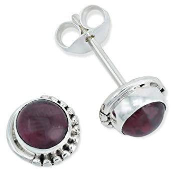 Ohrstecker 925 Silber Granat roter Stein Edelstein Ohrringe echt Silber Damen Sterling Silber Stecker Geschenk(MOS-028-02)