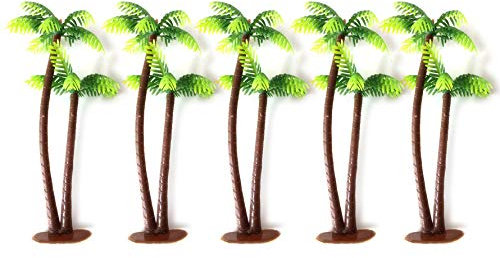 LHKJ Pack de 5 Cocotier Palmier Miniature Plante Paysage Modèle Palm Arbres, Bricolage Poupée Maison Résine Décoration