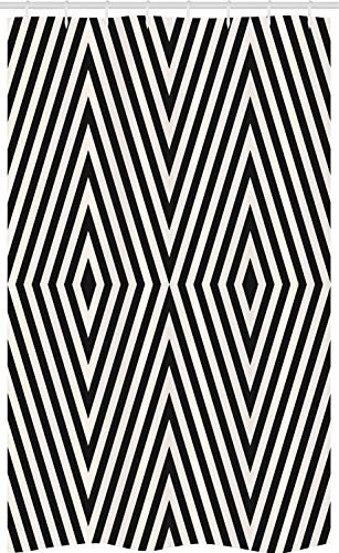 ABAKUHAUS Stripe Stall Shower Curtain, Optical Illusion Rhombuses, Fabric Bathroom Decor Set with Hooks, 47 x 70, Eggshell Charcoal Grey