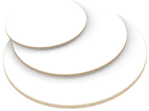 AUPROTEC Plateau de Table 18mm rond Ø 800 mm blanc Contreplaqué revêtu en mélamine 20cm-148cm au choix Panneau de Contreplaqué en Bouleau