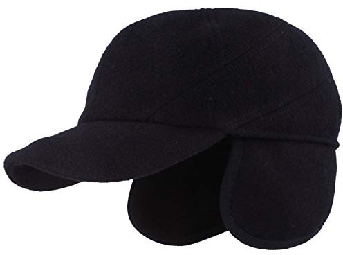 Breiter Winter Baseball Cap, Schirmmütze mit Teflon® Membran, ausklappbarer Ohrenschutz, Wolle, Marine 57