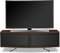 Homeology Caru Gloss Black and Walnut Beam-Thru Remote Friendly Super-Contemporary D Shape Design 32-65 LED/OLED/LCD TV Cabinet