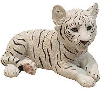 Tiger weiß Baby Kind Katze Tigerfigur Skulptur Deko Afrika Figur Statue Löwe