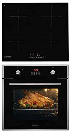 Pack Placa Inducción y Horno Jocel JPKEI200389, 4 fuegos y horno 58 Litros