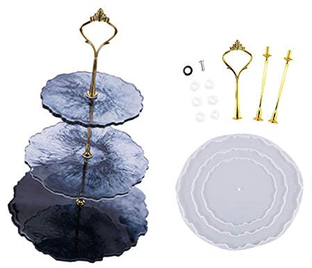 Youning Resin Silikonform Epoxidharz Formen DIY Harz Silikonformen Obst Tablett Harz DIY Handwerk Unregelmäßige Silikonform für Ständern KuchentellerTortenständer Etageren Stangen Untersetzer (C)
