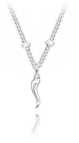 SAGA GIOIELLI® COLLANA UOMO DONNA 'Acciaio inossidabile, CORNO PORTAFORTUNA (DONNA)