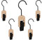 Relaxdays 40 x Klemmhaken gummiert, Kleiderklammer mit Haken, für Tücher, Mützen, Klammerhaken Set aus Holz & Eisen, schwarz-Natur