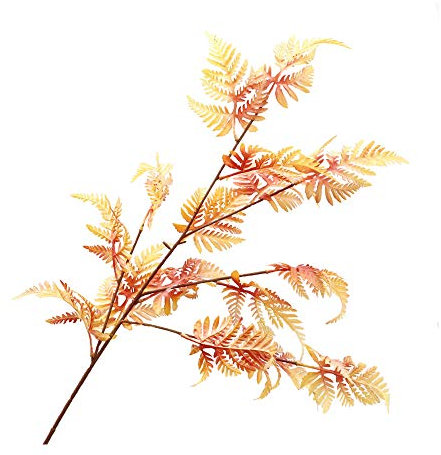 Künstliches Farnblatt, Farnstrauch, Kunststoff, künstliches Gras, Blattpflanze, verwendet für Innen- und Außenbereich, Hausgarten, Party-Dekoration (Farnblatt, Orange, 90,9 cm)