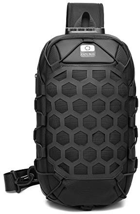 FANDARE Herren Brusttasche Diebstahlsicherung Sling Rucksack Casual Daypacks mit USB Schultertasche Umhängetasche Outdoor Sport Wandern Radfahren Reisen Wasserdicht Stoßfest Crossbody Bag Schwarz