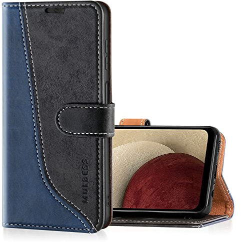 Mulbess für Samsung Galaxy A12 / M12 Hülle, Handyülle Leder mit Kartenfach, Klapphülle mit Magnetverschluss, Flip Case Etui Handytasche Schutzhülle, Stilvoll Schwarz