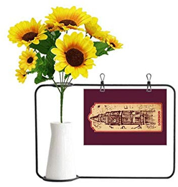 Beauty Gift Big Ben England Wahrzeichen Flagge Mark Muster künstliche Sonnenblumenvasen Flasche Segenskarte