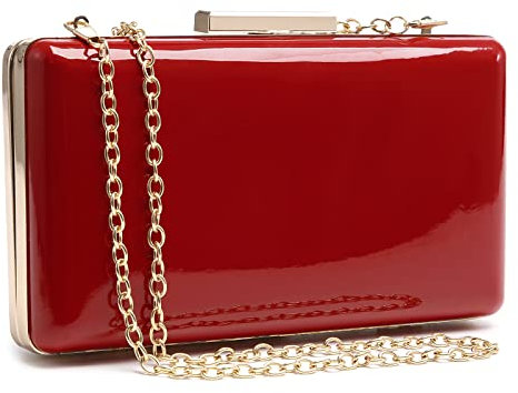 Dasein Borse da sera da donna pochette da festa formale frizioni da sposa borse da cocktail prom borse, 1-vernice Rosso, Medium