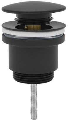 Piletta click clack con troppo pieno, attacco universale G 1/4”, in Ottone con finitura Nera opaca