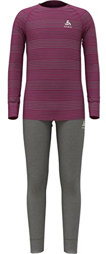 Odlo Kids Active WARM ECO Funktionsunterwäsche-Set, odlo Steel Grey Melange - Festival Fuchsia