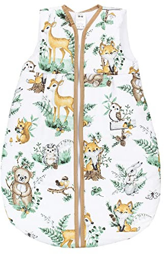 TupTam Schlafsack Baby – Wärmender Ganzjahresschlafsack 2.5 TOG, OEKO-TEX, Ärmellos, Farbe: Tiere in Blättern, Größe: 104-110