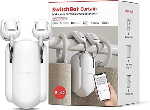 SwitchBot Vorhangschalter – R-Rail Smart Curtain Pusher mit APP-Steuerung, Einfach zu Bedienen, Kompatibel mit Alexa (Hub erforderlich), Intelligenter Vorhangmotor, Weiß