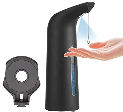 Seifenspender Automatisch 13.52oz/400ml Automatischer Seifenspender Berührungsloser Flüssigseifenspender mit Infrarotsensor für Bad Küche Waschbecken Hotel Restaurant (Matt Black-mit Tretlager)
