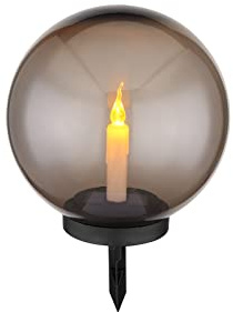 Globo LED Solarleuchte mit Erdspieß und Kerze, rauchfarbige Kugel Ø 25cm |