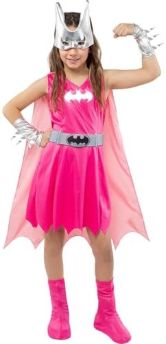 Funidelia | Disfraz de Batgirl rosa para niña Barbara Gordon, Superhéroes, DC Comics - Disfraz para niños y divertidos accesorios para Fiestas, Carnaval y Halloween - Talla 10-12 años - Rosa