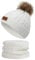 Qersh Baby Wintermütze Schal Schlupfmütze Warm Niedlich BärWintermütze Schalmütze Strickmütze mit Bommel Fleecefutter BeanieMütze Baby (S06, 2-7 Jahre alt)